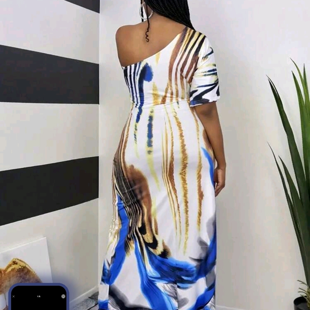Elegant Multicolor One-Shoulder Dress